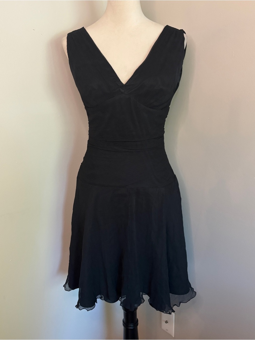Express Black 100% Silk Sheer Shell Mini Dress Ethereal Dark Fairy Goth Size 8